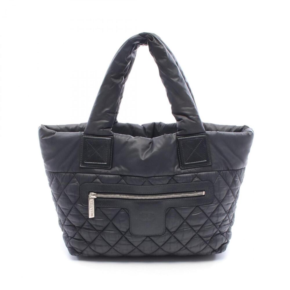 Chanel Coco Cocoon Small Reversible Tote Bag Handbag Nylon Leather Women's Bl...